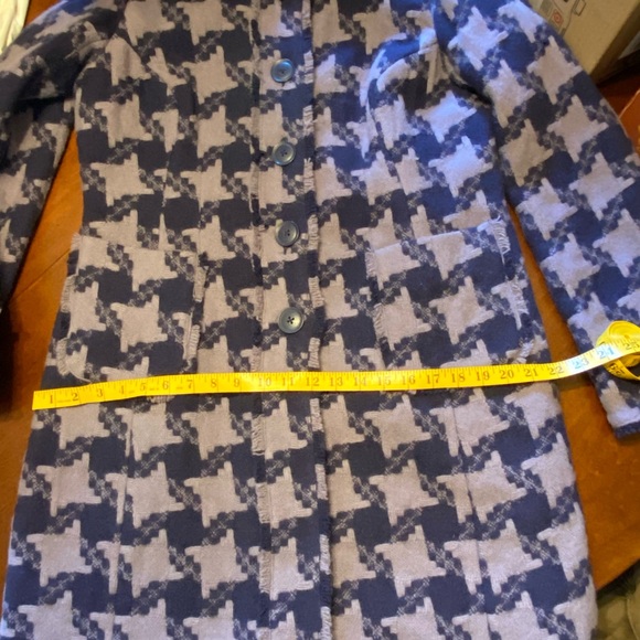 Boden Purple Houndstooth Wool Coat with Gold Satin Lining - Picture 7 of 9